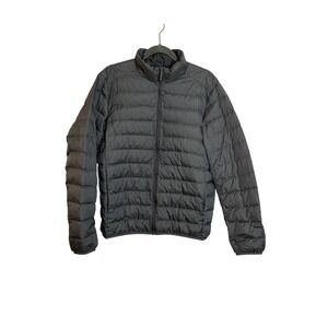 Uniqlo Lightweight Down Jacket Men's Size M Grey Water Repellent Packable Travel